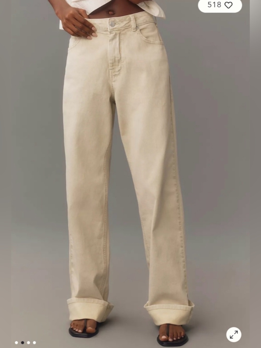 PILCRO ANTHROPOLOGIE cuffed oversized high-rise wide-leg jeans - size 28